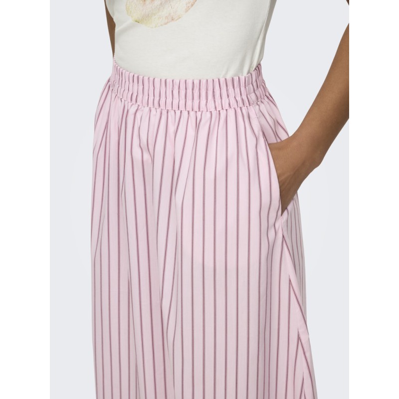 JDY Mio Højtaljede Midi Nederdel - Chalk Pink / Fig