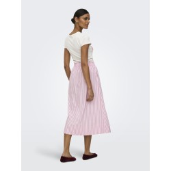 JDY Mio Højtaljede Midi Nederdel - Chalk Pink / Fig