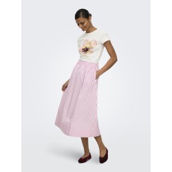 JDY Mio Højtaljede Midi Nederdel - Chalk Pink / Fig