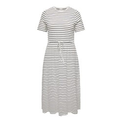 ONLY CARMAKOMA Bloom Kortærmet Maxi Kjole - Cloud Dancer