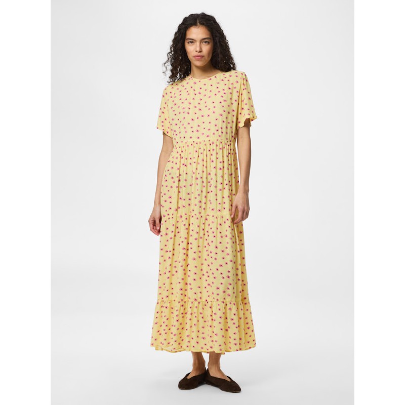 PIECES Evie Kortærmet Ankel Kjole - French Vanilla