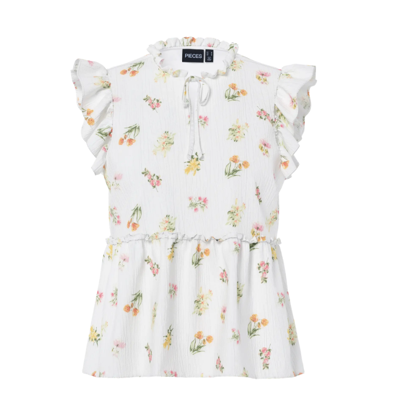 PIECES Emma Binde Snor Top - Bright White