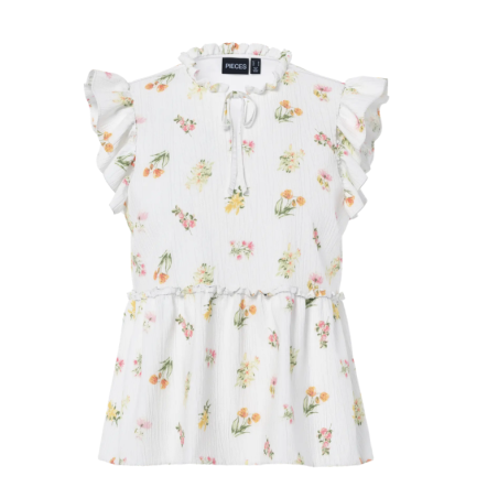 PIECES Emma Binde Snor Top - Bright White