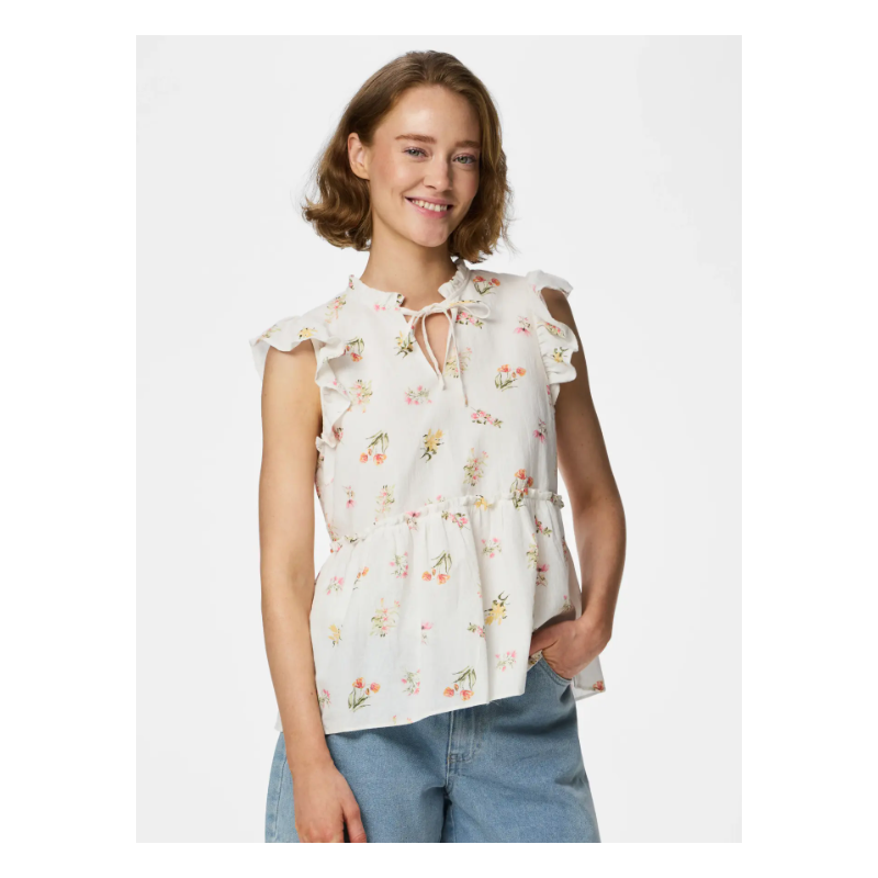 PIECES Emma Binde Snor Top - Bright White