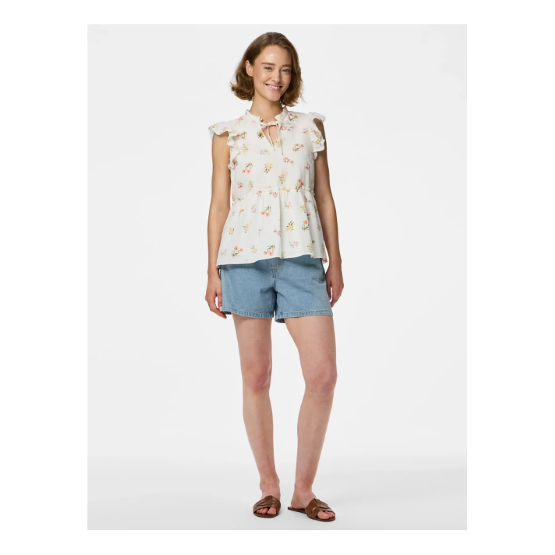 PIECES Emma Binde Snor Top - Bright White
