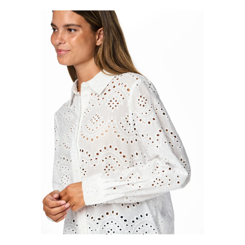 PIECES Vilde Langærmet Skjorte - Bright White