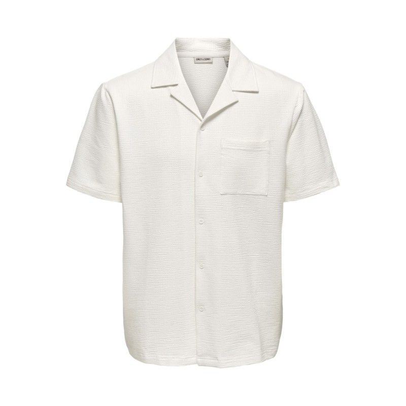 ONLY & SONS Kian Seersucker Kortærmet Skjorte - Cloud Dancer