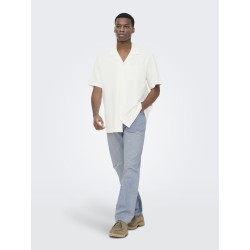 ONLY & SONS Kian Seersucker Kortærmet Skjorte - Cloud Dancer