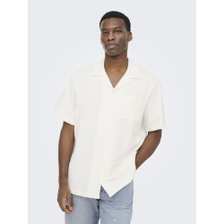 ONLY & SONS Kian Seersucker Kortærmet Skjorte - Cloud Dancer