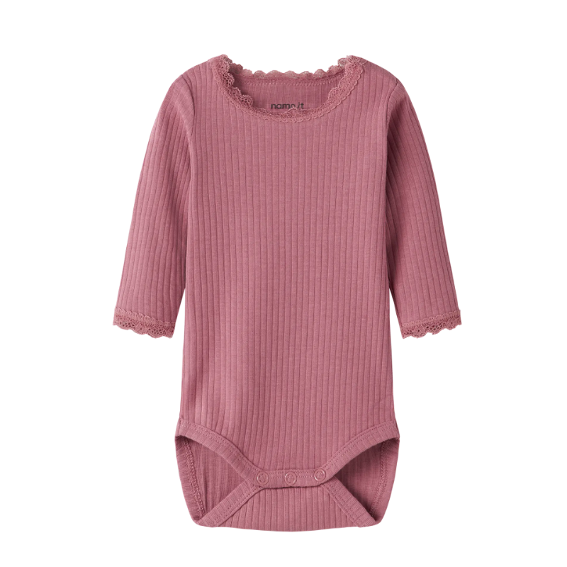 NAME IT Baby Hallie Langærmet Bodystocking - Mesa rose