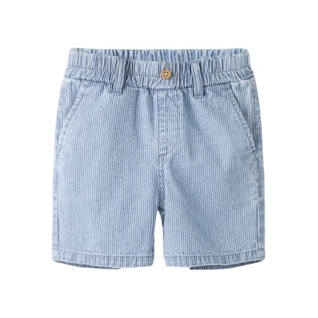 NAME IT Mini Ryan Stribet Denim Shorts - Light Blue Denim