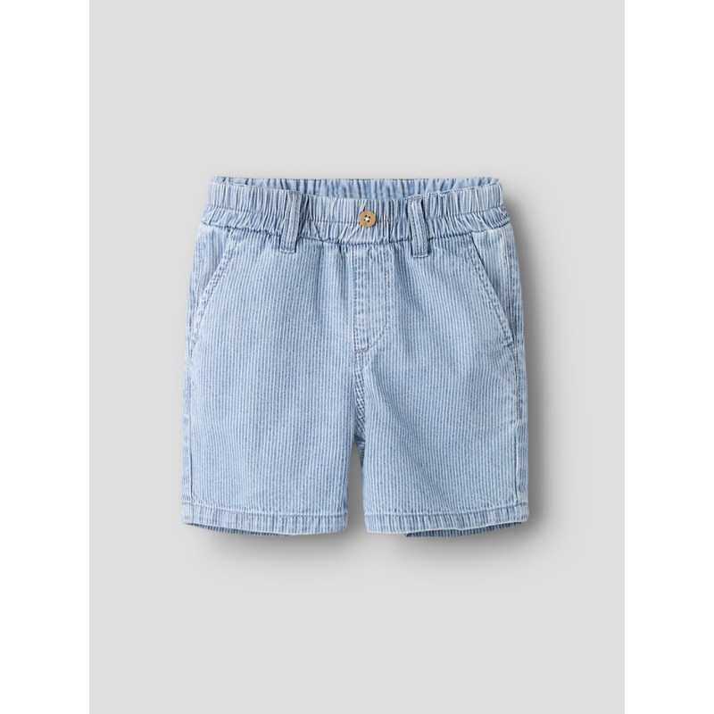 NAME IT Mini Ryan Stribet Denim Shorts - Light Blue Denim