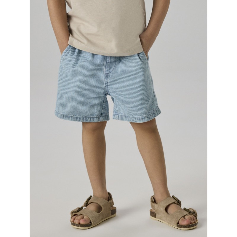 NAME IT Mini Ryan Stribet Denim Shorts - Light Blue Denim