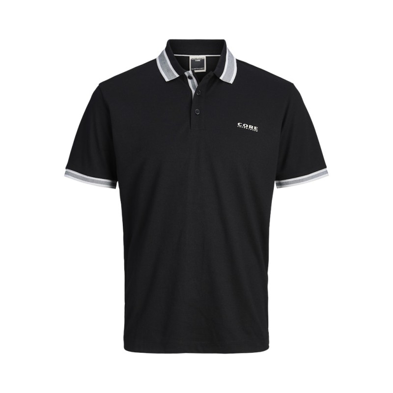 JACK & JONES PLUS Fusion light branding kortærmet polo -  Black