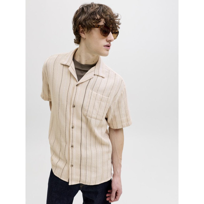 JACK & JONES Bradley kortærmet stribet skjorte - Moonbeam