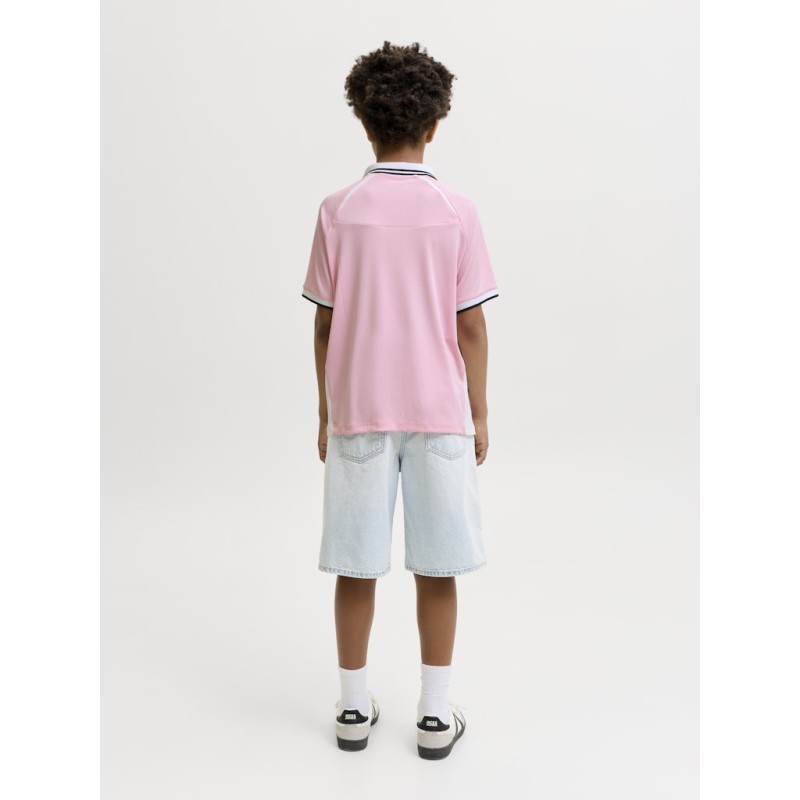 JACK & JONES Junior Club Ribbede S/S Løs Football Polo - Sweet Lilac