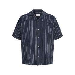 JACK & JONES Bradley kortærmet stribet skjorte - Navy Blazer