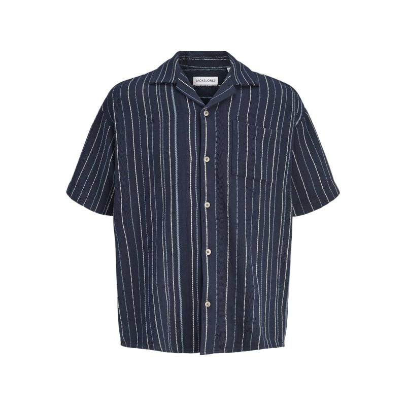 JACK & JONES Bradley kortærmet stribet skjorte - Navy Blazer