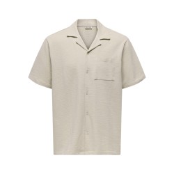 ONLY & SONS Kian Seersucker Kortærmet Skjorte - Silver Lining