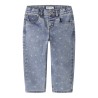 NAME IT Mini Bella Mom Shaped Jeans - Medium Blue Denim / Flower