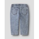 NAME IT Mini Bella Mom Shaped Jeans - Medium Blue Denim / Flower