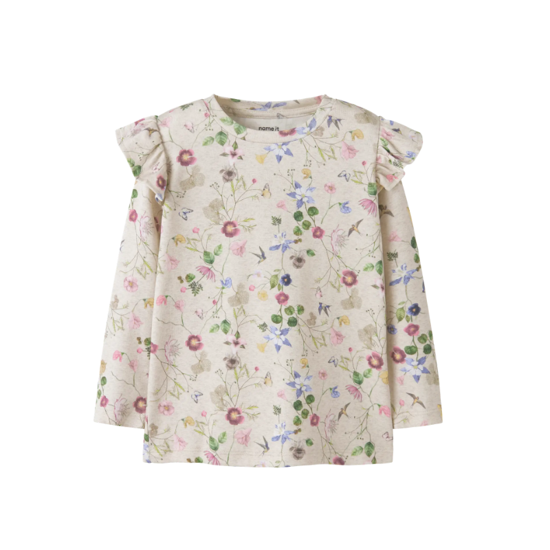 NAME IT Mini Flaca Langærmet Top - Peyote Melange