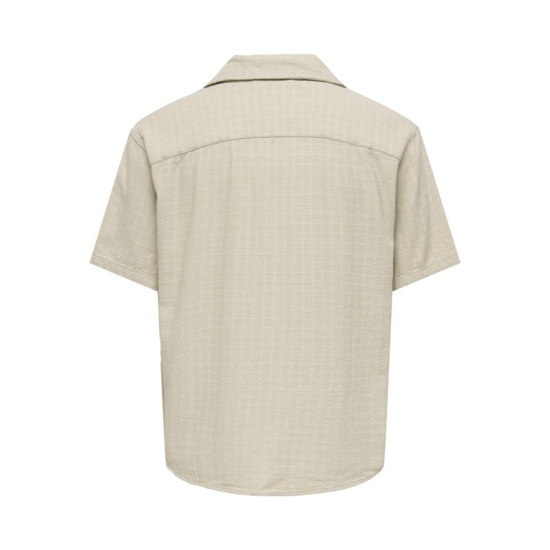 ONLY & SONS Latham Kortærmet Hør Resort Skjorte - Silver Linning