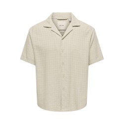 ONLY & SONS Latham Kortærmet Hør Resort Skjorte - Silver Linning