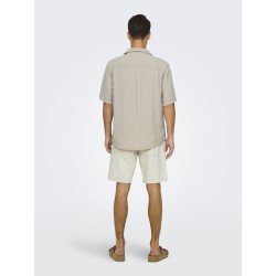 ONLY & SONS Latham Kortærmet Hør Resort Skjorte - Silver Linning