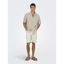 ONLY & SONS Latham Kortærmet Hør Resort Skjorte - Silver Linning