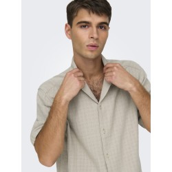 ONLY & SONS Latham Kortærmet Hør Resort Skjorte - Silver Linning