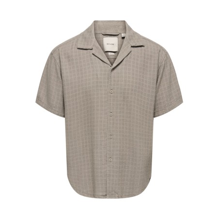 ONLY & SONS Latham Kortærmet Hør Resort Skjorte - Desert Taupe