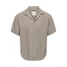 ONLY & SONS Latham Kortærmet Hør Resort Skjorte - Desert Taupe