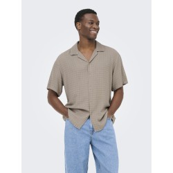ONLY & SONS Latham Kortærmet Hør Resort Skjorte - Desert Taupe