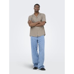 ONLY & SONS Latham Kortærmet Hør Resort Skjorte - Desert Taupe