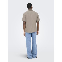 ONLY & SONS Latham Kortærmet Hør Resort Skjorte - Desert Taupe