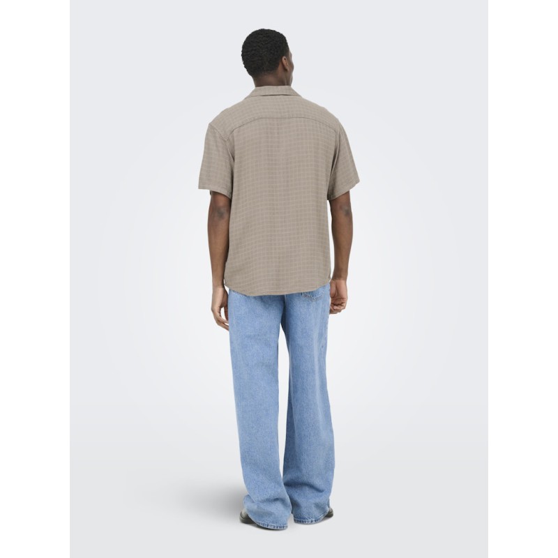 ONLY & SONS Latham Kortærmet Hør Resort Skjorte - Desert Taupe