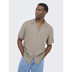 ONLY & SONS Latham Kortærmet Hør Resort Skjorte - Desert Taupe