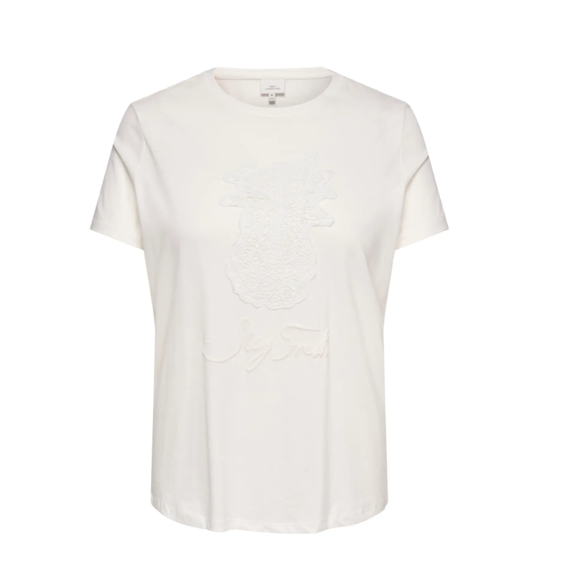 ONLY CARMAKOMA Fresh Kortærmet T-shirt - Cloud Dancer / Pineapple