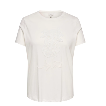 ONLY CARMAKOMA Fresh Kortærmet T-shirt - Cloud Dancer / Pineapple