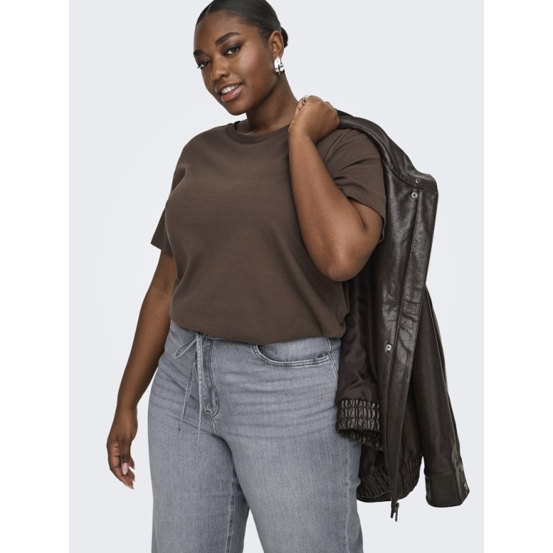 ONLY CARMAKOMA Jen Kortærmet Jeans T-shirt - Chocolate Martini