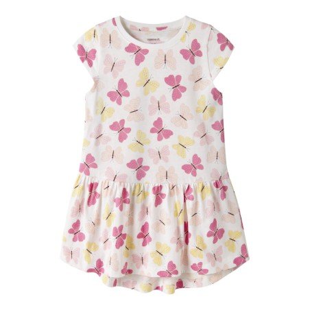 NAME IT MINI Vigga Capsl Kjole - Bright White Pink Butterfly