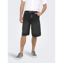 ONLY & SONS Carl Ballon Denim Shorts - Washed Black