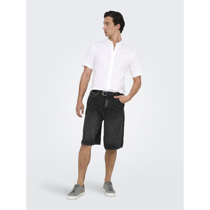 ONLY & SONS Carl Ballon Denim Shorts - Washed Black
