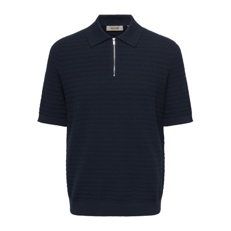 ONLY & SONS Menu Reular Kortærmet  Strik Polo - Dark Sapphire