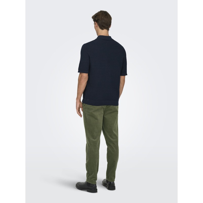 ONLY & SONS Menu Reular Kortærmet  Strik Polo - Dark Sapphire