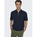 ONLY & SONS Menu Reular Kortærmet  Strik Polo - Dark Sapphire