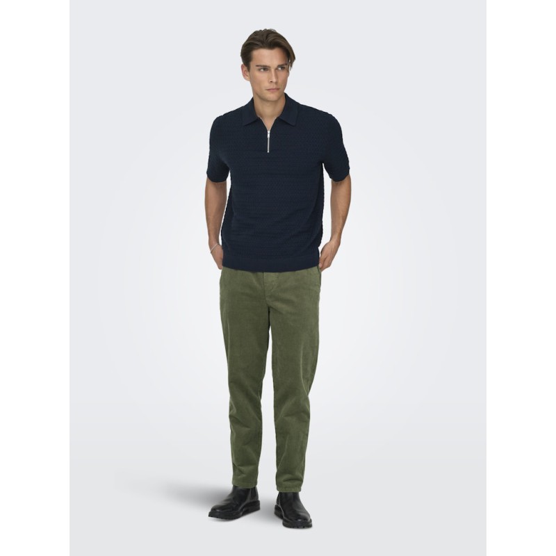 ONLY & SONS Menu Reular Kortærmet  Strik Polo - Dark Sapphire
