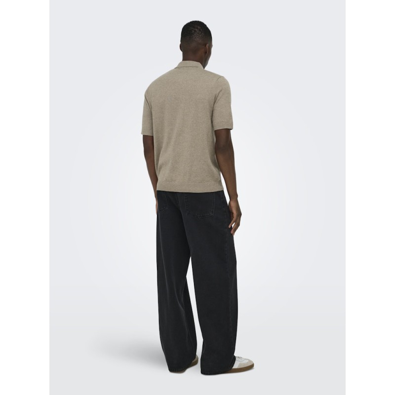 ONLY & SONS Loui Regular Strik Polo - Desert Taupe