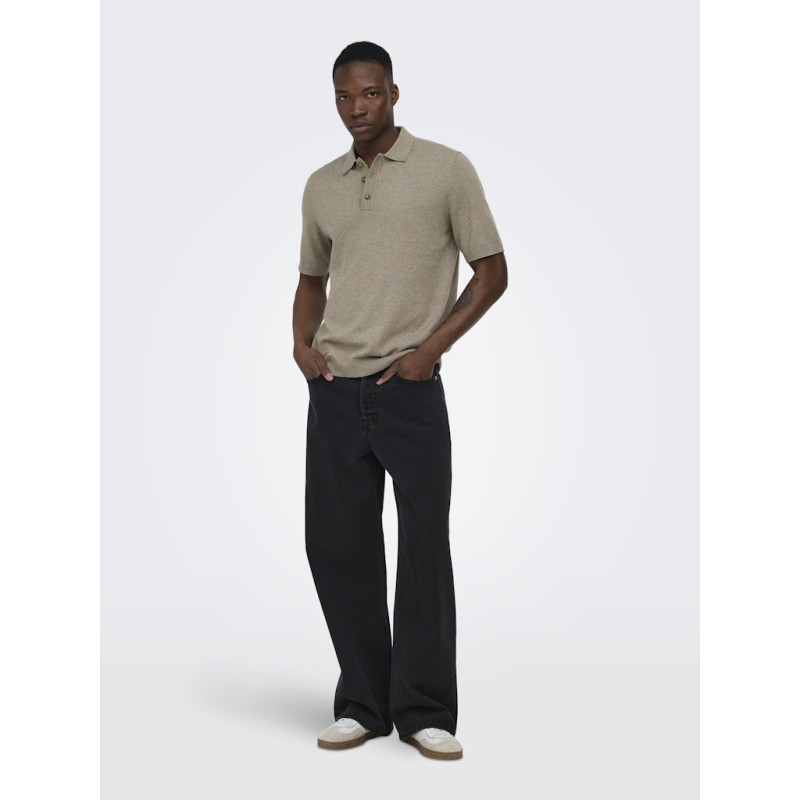 ONLY & SONS Loui Regular Strik Polo - Desert Taupe